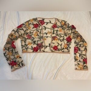 Floral Embroidered Sheer Crop Top